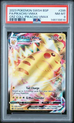 2023 POKEMON SWSHPROMO CROWN ZENITH COLLECTIONS #286 FULL ART/PIKACHU VMAX PSA 8 - Image 1