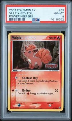 2007 POKEMON EX POWER KEEPERS #69 VULPIX-REVERSE FOIL PSA 8 - Image 1