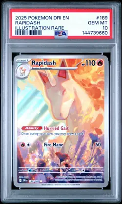 2025 POKEMON DRI EN-DESTINED RIVALS ILLUSTRATION RARE #189 RAPIDASH PSA 10 - Image 1