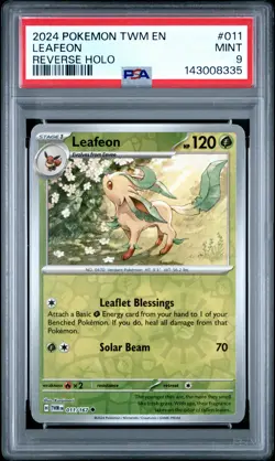 2024 POKEMON TWM EN-TWILIGHT MASQUERADE REVERSE HOLO #011 LEAFEON PSA 9 - Image 1