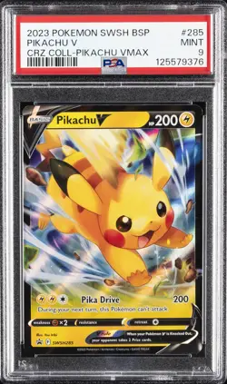 2023 POKEMON SWSH PROMO CROWN ZENITH COLLECTIONS #285 PIKACHU V PSA 9 - Image 1