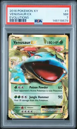 2016 POKEMON XY EVOLUTIONS #1 VENUSAUR EX PSA 7 - Image 1
