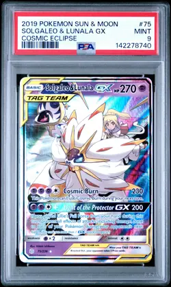 2019 POKEMON SUN & MOON COSMIC ECLIPSE #75 SOLGALEO & LUNALA GX PSA 9 - Image 1