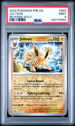 2025 POKEMON PRE EN-PRISMATIC EVOLUTIONS REVERSE HOLO #029 JOLTEON PSA 9 - Image 1