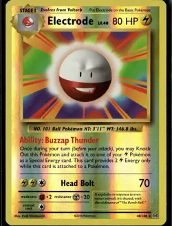 Electrode Rare XY Evolutions 40/108 Lightning Reverse Holo Pokemon Card - Image 1