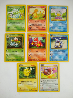 Vintage Pokemon Base Set Card Lot – Starters Pikachu Eevee Bulbasaur Charmander - Image 1