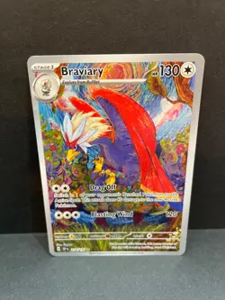 Pokemon TCG Braviary Illustration Rare Card 214/191 SV08 Surging Sparks - Image 1