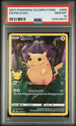 2021 POKEMON CELEBRATIONS #005 FULL ART/PIKACHU PSA 10 - Image 1