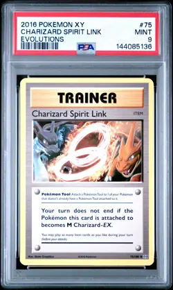 2016 POKEMON XY EVOLUTIONS #75 CHARIZARD SPIRIT LINK PSA 9 - Image 1