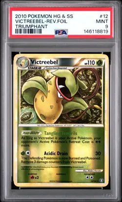 2010 POKEMON HEARTGOLD & SOULSILVER TRIUMPHANT #12 VICTREEBEL-REVERSE FOIL PSA 9 - Image 1