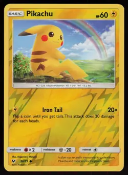 Pikachu 28/73 Common Shining Legends Reverse Holo Pokemon - Image 1