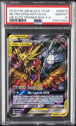 2019 POKEMON SM BLACK STAR PROMO FULL ART/MOLTRES & ZAPDOS & ARTICUNO GX PSA 10 - Image 1