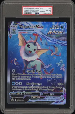 2021 POKEMON SWSH BLACK STAR PROMO JUMBO #182 FULL ART/VAPOREON VMAX PSA 8 - Image 1