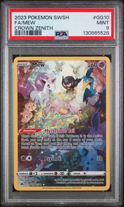 2023 POKEMON SWORD & SHIELD CROWN ZENITH #GG10 FULL ART/MEW PSA 9 - Image 1