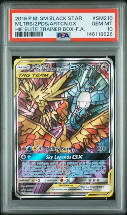 2019 POKEMON SM BLACK STAR PROMO FULL ART/MOLTRES & ZAPDOS & ARTICUNO GX PSA 10 - Image 1
