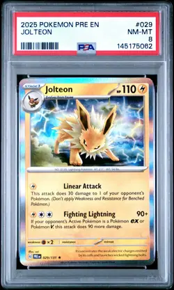 2025 POKEMON PRE EN-PRISMATIC EVOLUTIONS #029 JOLTEON PSA 8 - Image 1