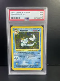 PSA 7 NM Vaporeon #12 Pokemon Jungle Holo WOTC - Image 1