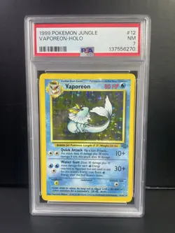 PSA 7 NM Vaporeon #12 Pokemon Jungle Holo WOTC - Image 2