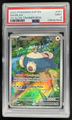 2023-25 Pokemon SV Black Star Promos - SVP EN Snorlax #051 PSA 9 - Image 1
