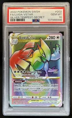 2022 Pokemon SWSH Silver Tempest Lugia VST #202/195 PSA 10 GEM MINT - Image 1