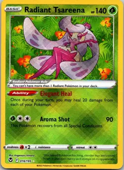 Radiant Tsareena 016/195 Radiant Rare Silver Tempest Pokemon NM - Image 1