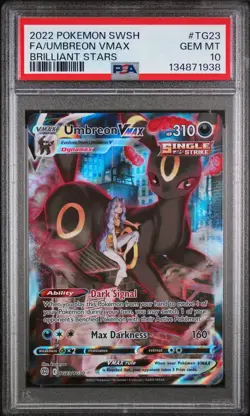 2022 POKEMON SWORD & SHIELD BRILLIANT STARS #TG23 FULL ART/UMBREON VMAX PSA 10 - Image 1