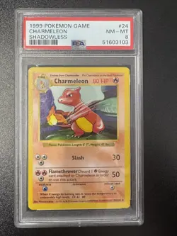 1999 Pokemon Game Charmeleon #24 Shadowless PSA 8 - Image 1