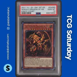 2021 YU-GI-OH! KING'S COURT 1ST ED. #KICO-EN065 THE WINGED DRAGON OF RA PSA 10 - Image 1