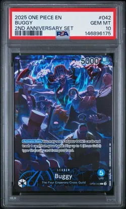 2025 ONE PIECE ENGLISH VERSION 2ND ANNIVERSARY SET #042 BUGGY PSA 10 - Image 1