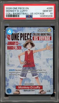 One Piece CCG Monkey.D.Luffy College Basketball US Voyage Promo P-055 PSA 10 - Image 1