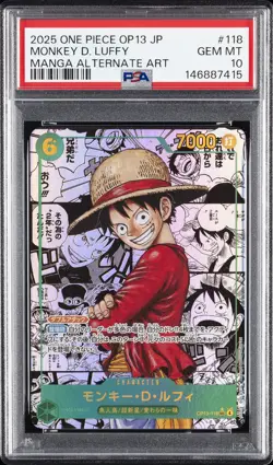 2025 ONE PIECE JPN CARRYING ON HIS WILL MANGA ALT ART MONKEY D. LUFFY PSA 10 - Image 1