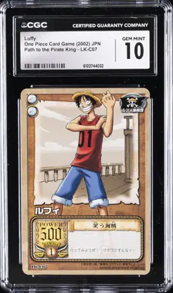 2002 ONE PIECE JAPANESE PATH TO THE PIRATE KING #LK-C07 LUFFY CGC 10 GEM MINT - Image 1