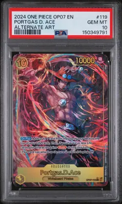 2024 ONE PIECE OP07-500 YEARS IN THE FUTURE ALTERNATE ART PORTGAS D. ACE PSA 10 - Image 1