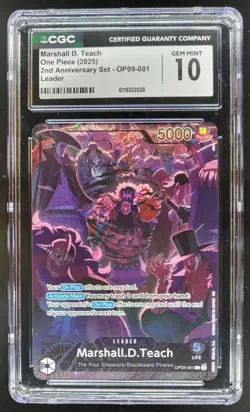 2025 ONE PIECE MARSHALL D. TEACH 2ND ANNIVERSARY LEADER OP09-081 CGC 10 B PT - Image 1