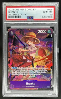 2025 One Piece Carrying On His Will Shanks Rare Alternate Art #OP13-065 PSA 10 - Image 1