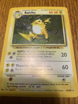Pokemon TCG Raichu Base Set Holo Rare Card 14/102 Mint Condition - Image 1