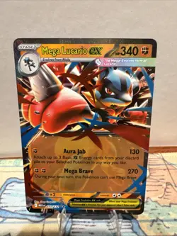 Pokemon TCG Mega Lucario EX Card - Mega Evolution 077/132 - Image 1
