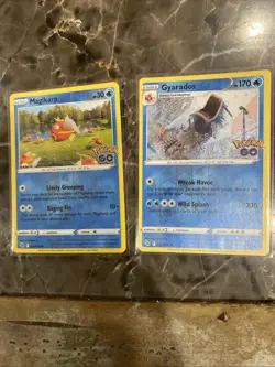 Pokemon TCG Gyarados Holo Rare and Magikarp Holo Rare Pokemon Go Card - Image 1