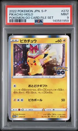 2022 POKEMON JAPANESE S PROMO POKEMON GO CARD FILE SET #272 PIKACHU-HOLO PSA 9 - Image 1
