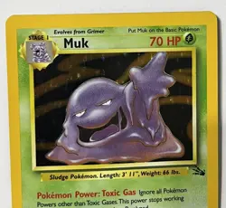 Muk 13/62 Fossil Unlimited Holo Rare 1999 Vintage Pokemon TCG Card LP - Image 2
