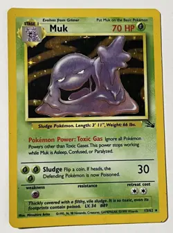 Muk 13/62 Fossil Unlimited Holo Rare 1999 Vintage Pokemon TCG Card LP - Image 4