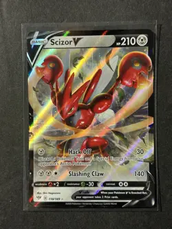Scizor V 118/189 Ultra Rare SWSH03: Darkness Ablaze Pokemon Card - Image 1