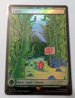 MTG Secret Lair x SpongeBob Basic Land Forest Foil (1943) - Image 1