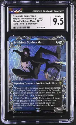 SYMBIOTE SPIDER-MAN Marvel's Spider-Man Borderless Foil Rare CGC 9.5 MTG - Image 1