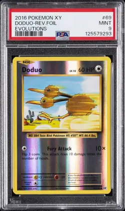 2016 POKEMON XY EVOLUTIONS #69 DODUO-REVERSE FOIL PSA 9 - Image 1