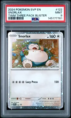 2024 POKEMON SVP EN-SV BLACK STAR PROMO #122 SNORLAX PSA 9 - Image 1