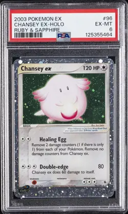 2003 POKEMON EX RUBY & SAPPHIRE #96 CHANSEY EX-HOLO PSA 6 - Image 1