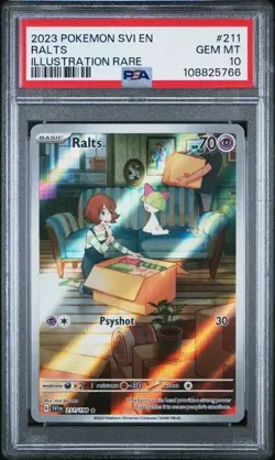 2023 POKEMON RALTS #211 SCARLET & VIOLET ILLUSTRATION RARE PSA 10 GEM MINT - Image 1