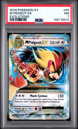 2016 POKEMON XY EVOLUTIONS #65 M PIDGEOT EX PSA 7 - Image 1