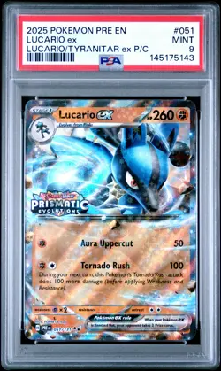2025 POKEMON PRE EN-PRISMATIC EVOLUTIONS #051 LUCARIO EX PSA 9 - Image 1